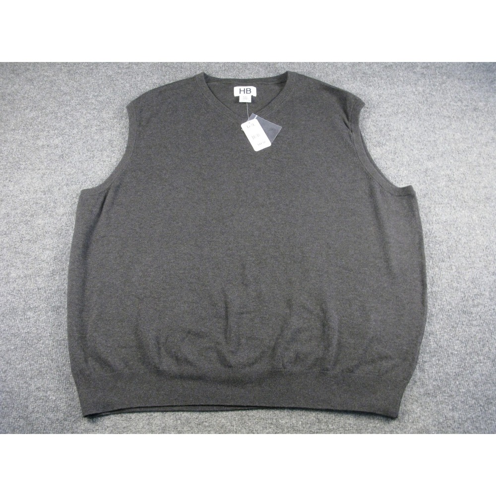 Harbor Bay Men's V Neck Sleeveless‎ Sweater Vest Charcoal Gray 2XL NWT #1952